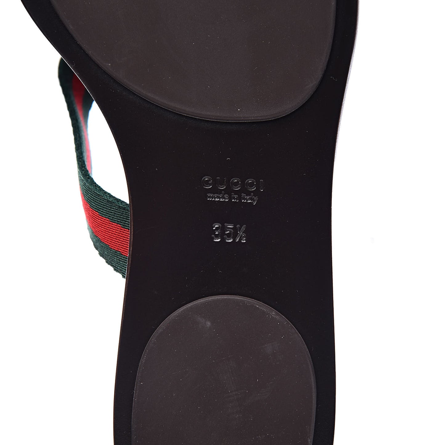 Nylon Guccissima Web Womens Thong Sandals 35.5 Green Red Black