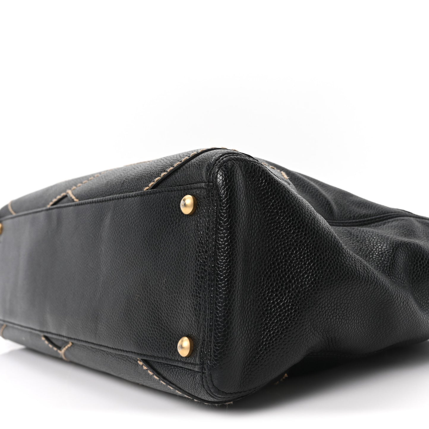 Caviar CC Stitched Medium Tote Black Black