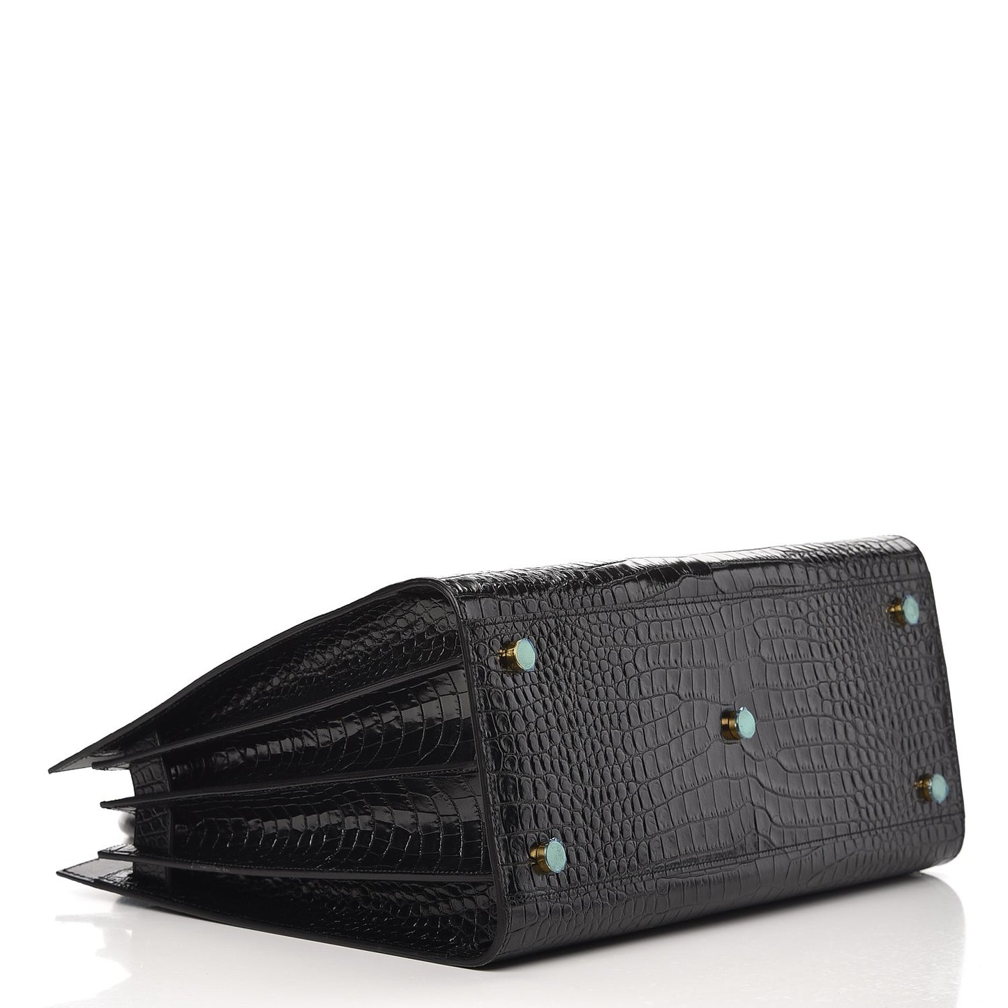 Calfskin Crocodile Embossed Small Sac de Jour Black
