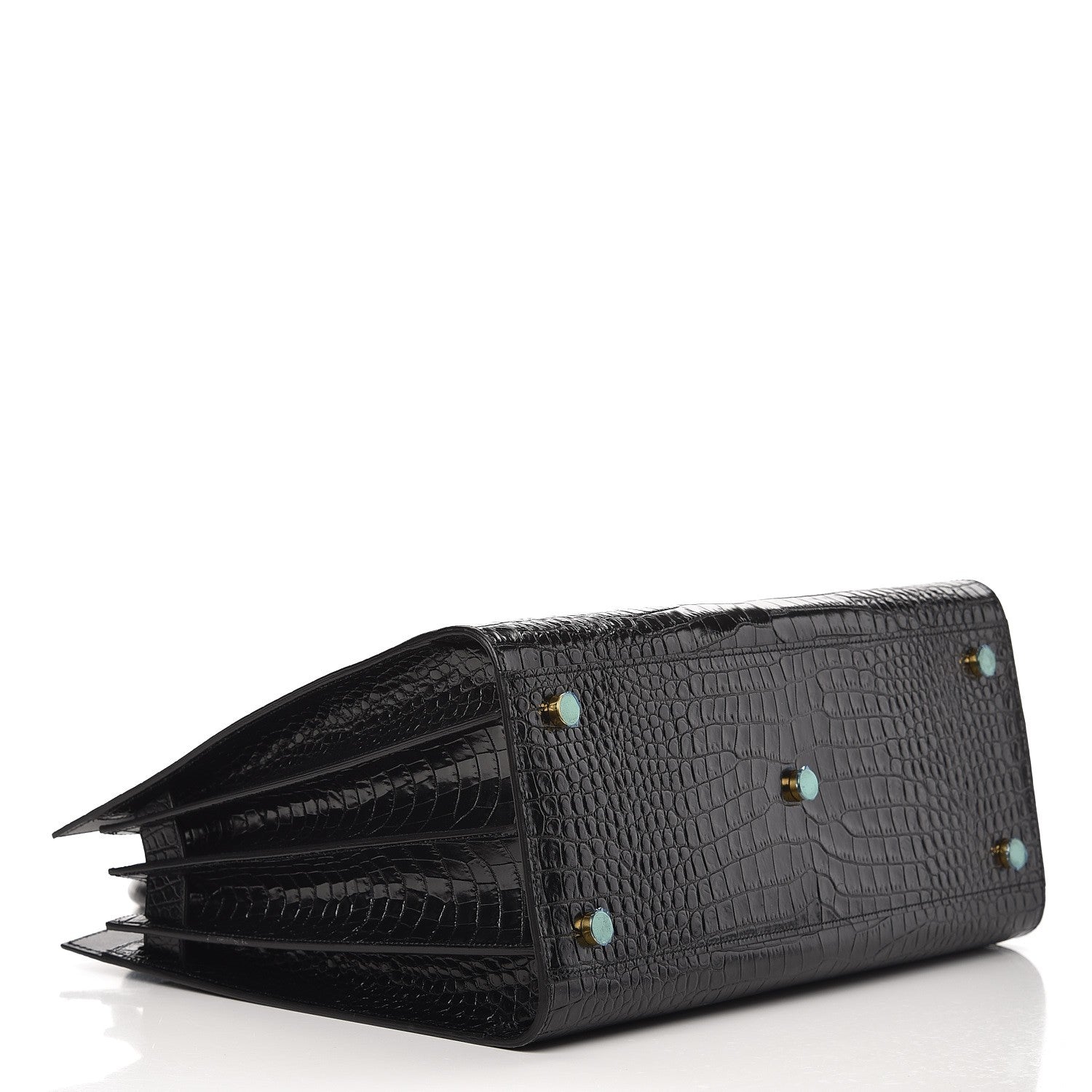 Saint Laurent Calfskin Crocodile Embossed Small Sac de Jour Black 4 of 9