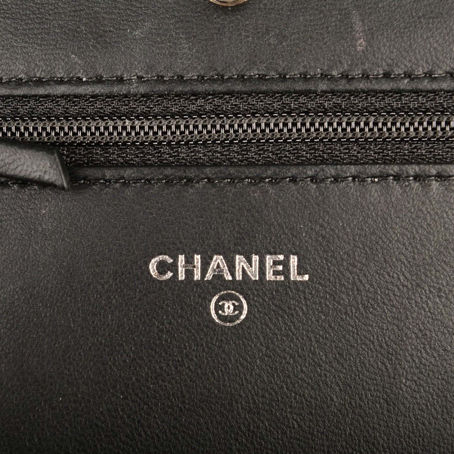 Calfskin Chevron Wallet On Chain WOC So Black