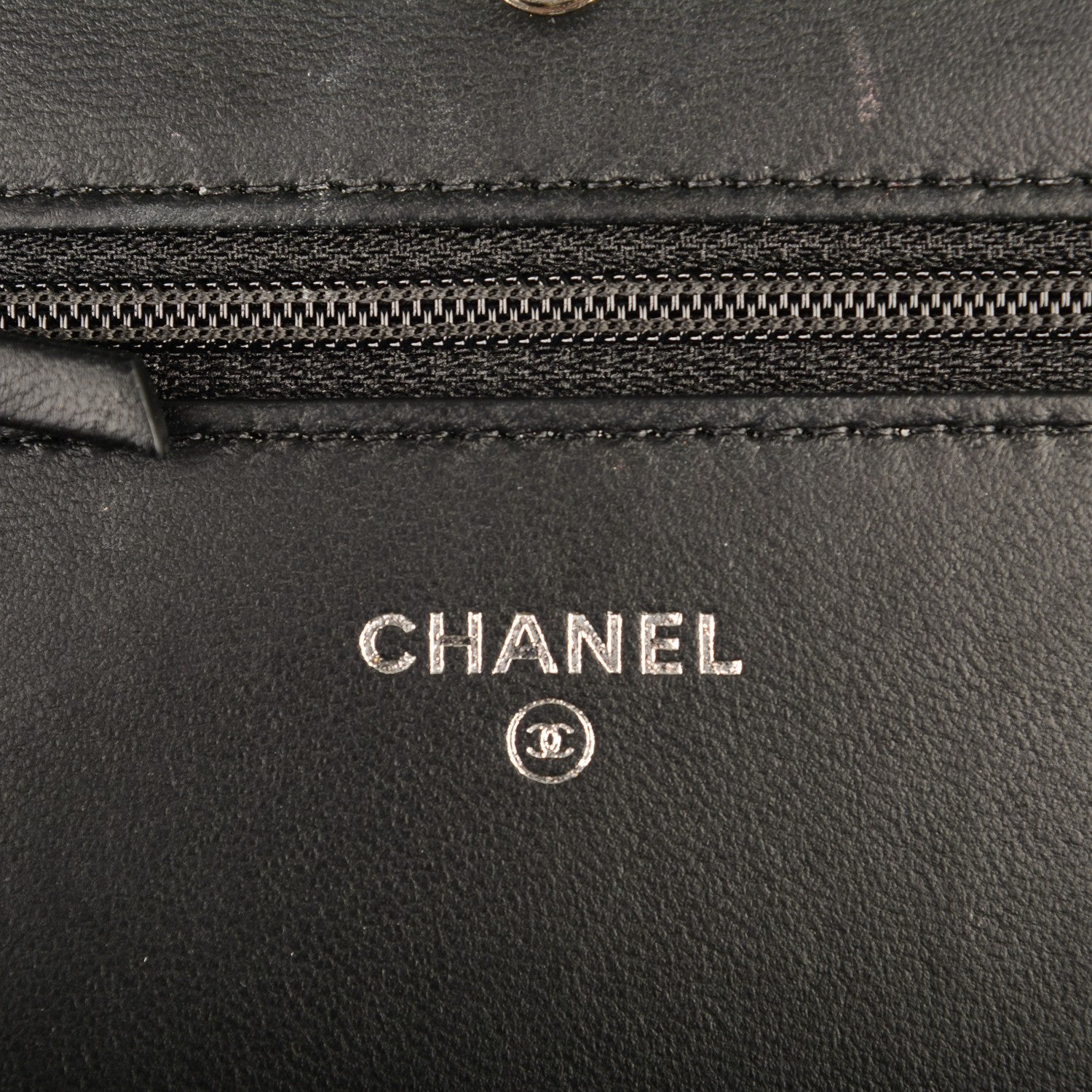 Chanel Calfskin Chevron Wallet On Chain WOC So Black 14 of 16