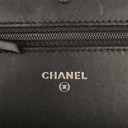 Chanel Calfskin Chevron Wallet On Chain WOC So Black 14 of 16