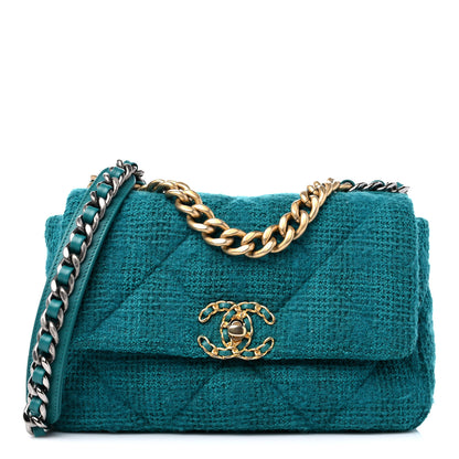 Chanel Tweed Quilted Medium Chanel 19 Flap Green 1 of 9