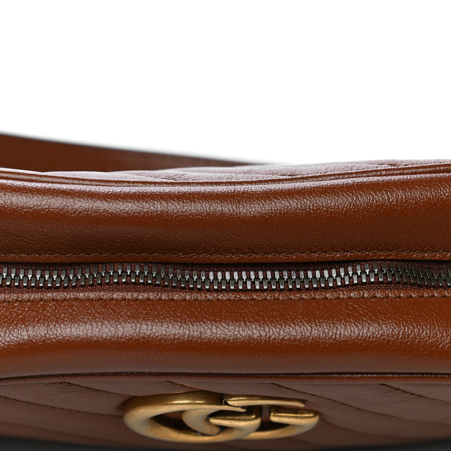 Glazed Calfskin Matelasse Diagonal Small GG Marmont Chain Shoulder Bag Cuir