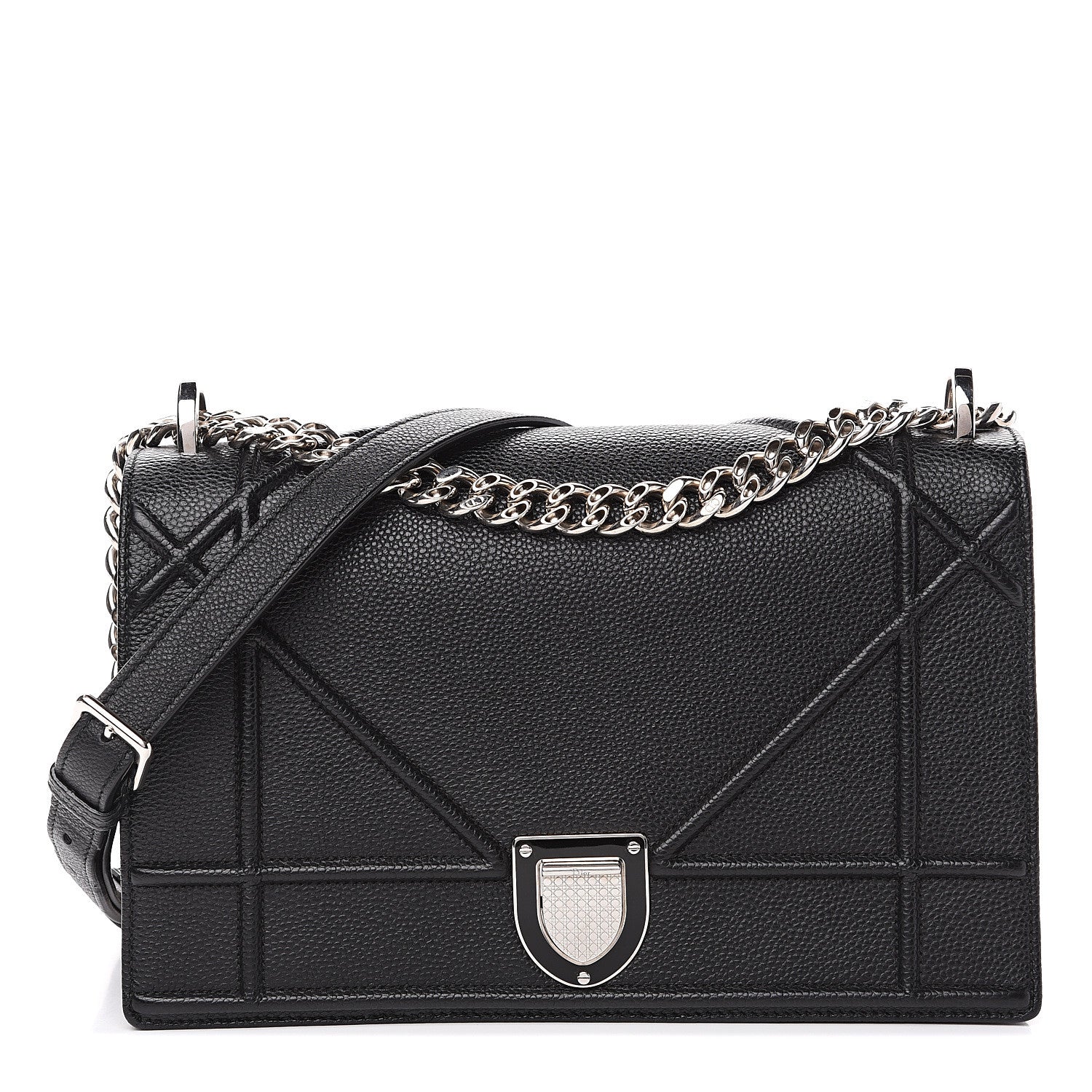 Christian Dior Grained Calfskin Medium Diorama Flap Bag Black 1 of 9