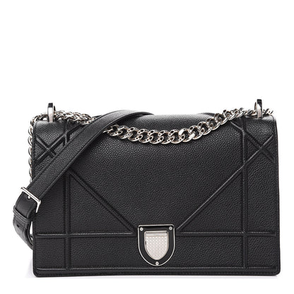 Christian Dior Grained Calfskin Medium Diorama Flap Bag Black 1 of 9