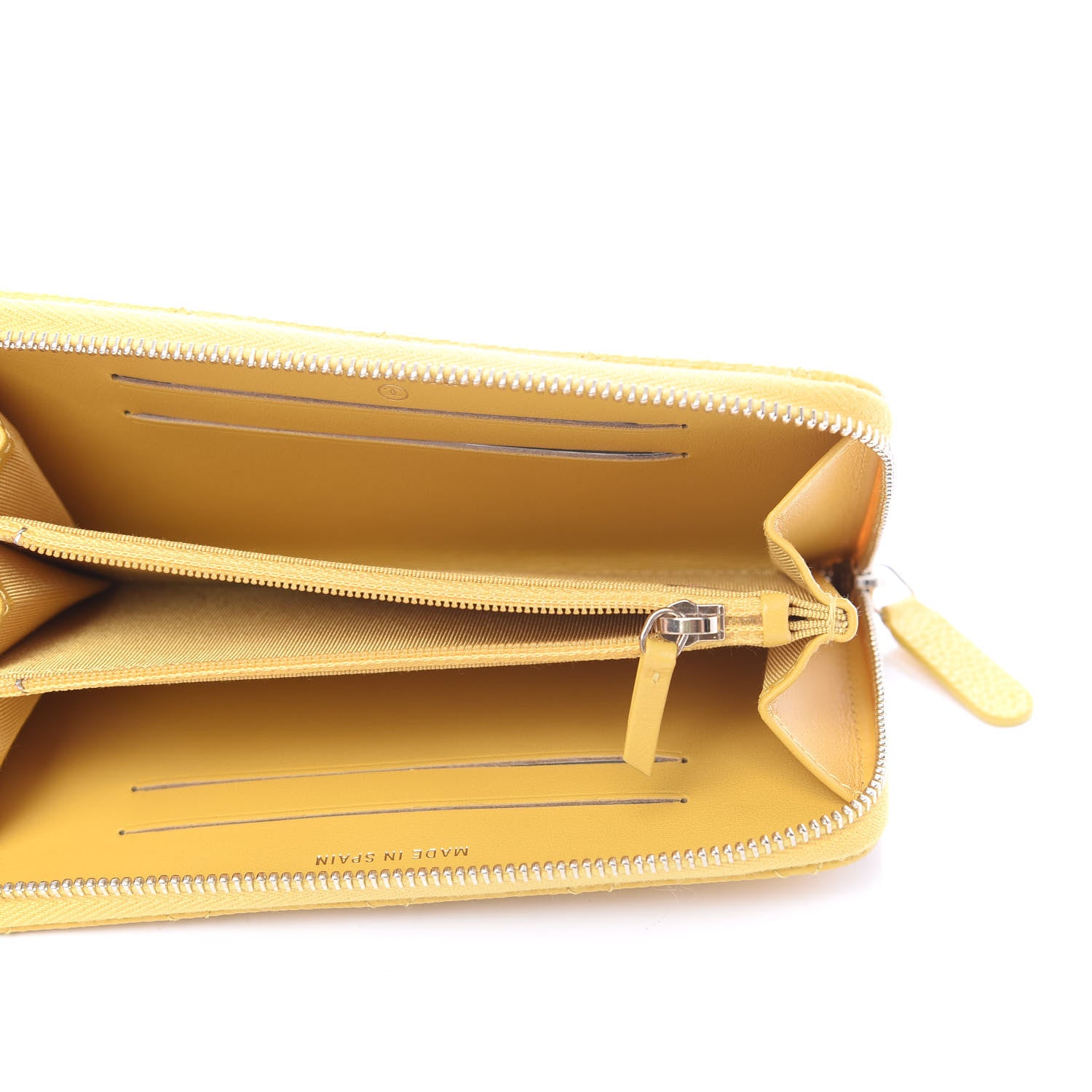 Chanel Caviar Quilted Small Zip Around Wallet Yellow 5 of 12