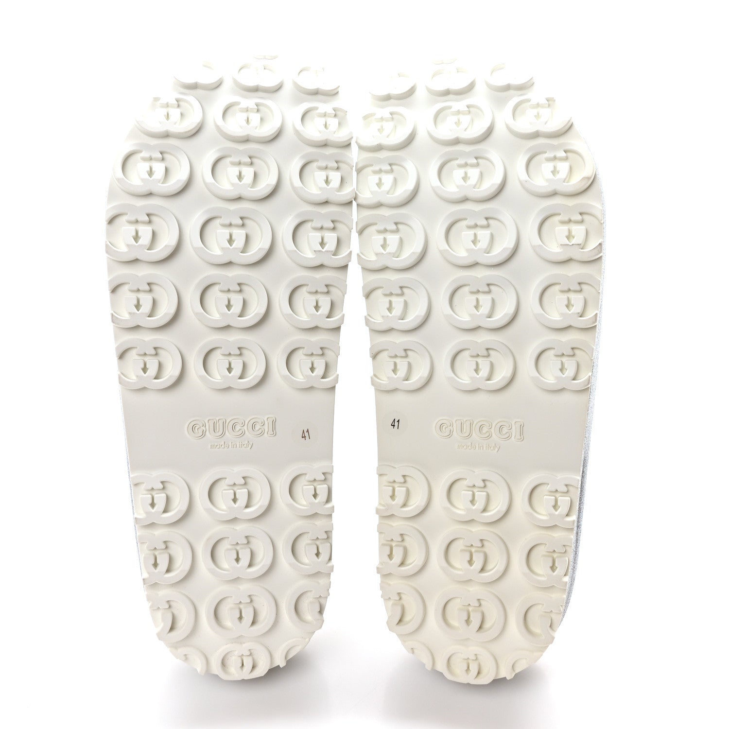 Gucci Glitter Rubber Womens Interlocking G Platform 42mm Slide Sandals 41 Silver 6 of 9