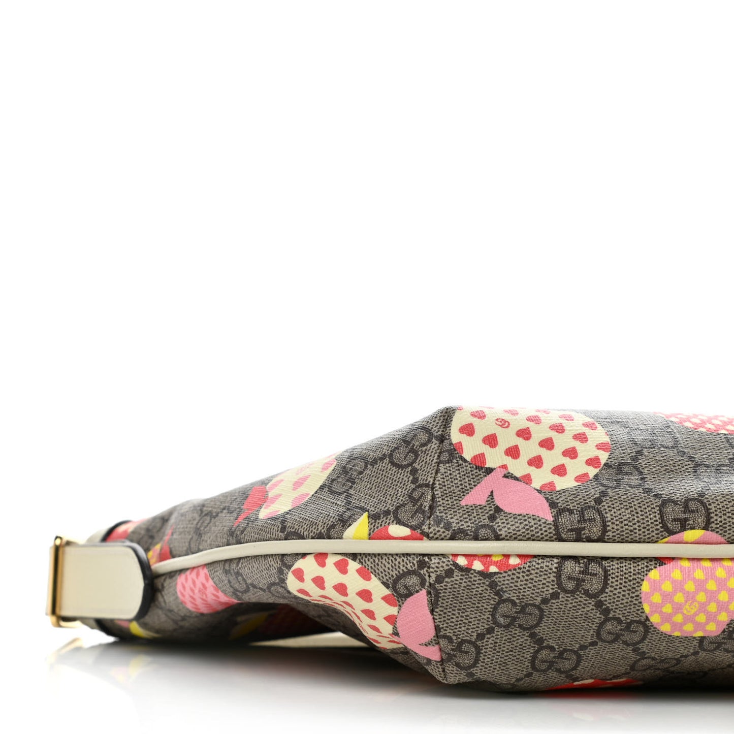 GG Supreme Monogram Les Pommes Small Ophidia Half Moon Hobo Beige Multicolor Mystic White