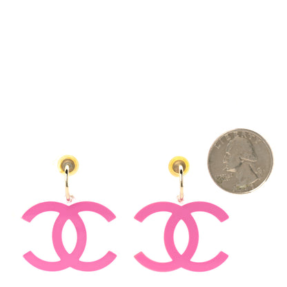 Chanel Lucite CC Drop Earrings Pink 2 of 5