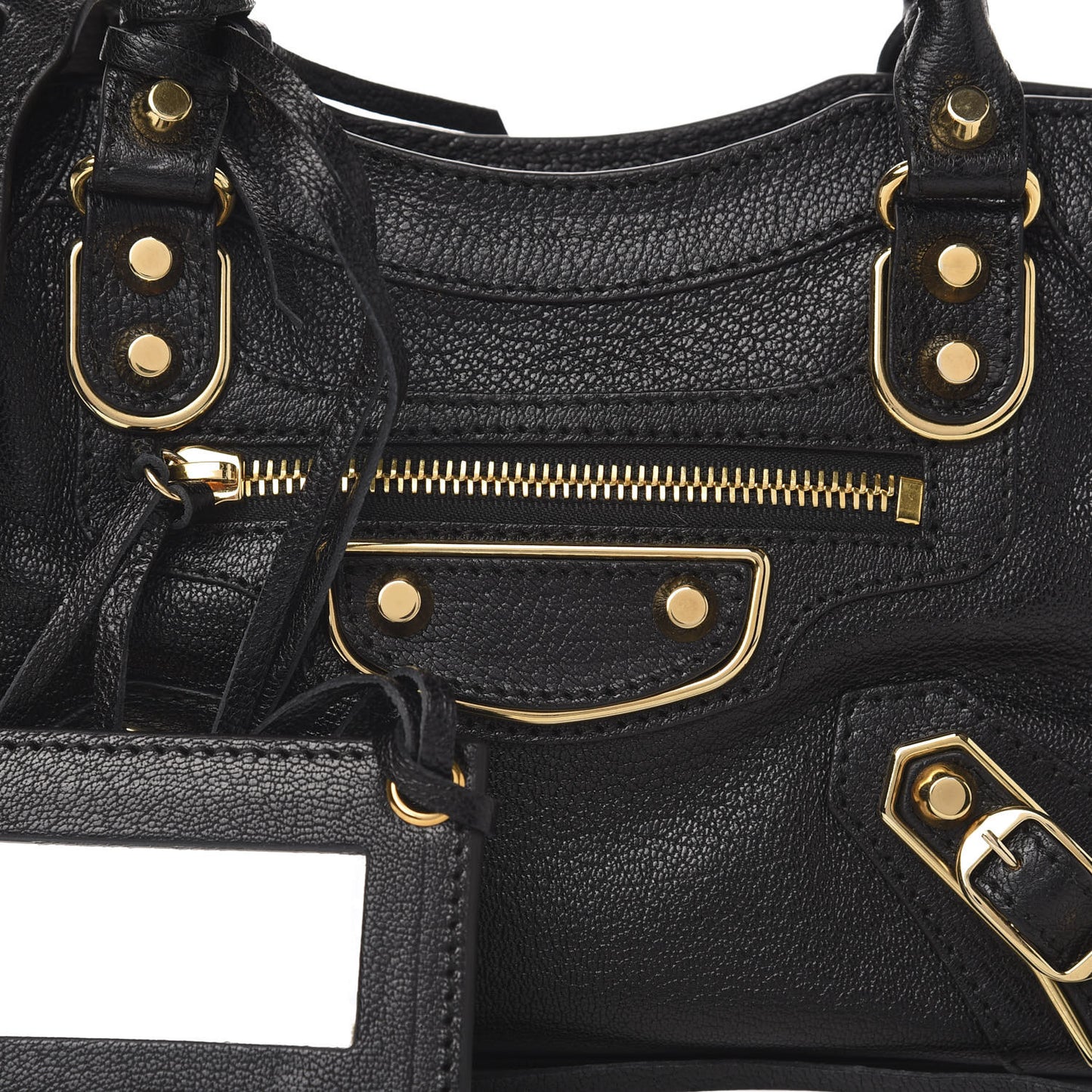 Chevre Gold Metallic Edge Hardware Mini City Black