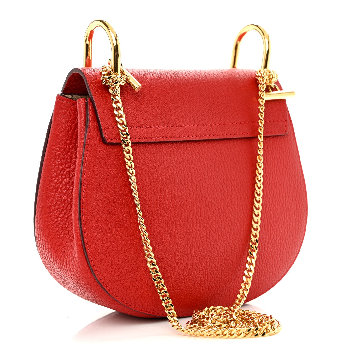Chloe Grained Lambskin Mini Drew Shoulder Bag Plaid Red 3 of 11