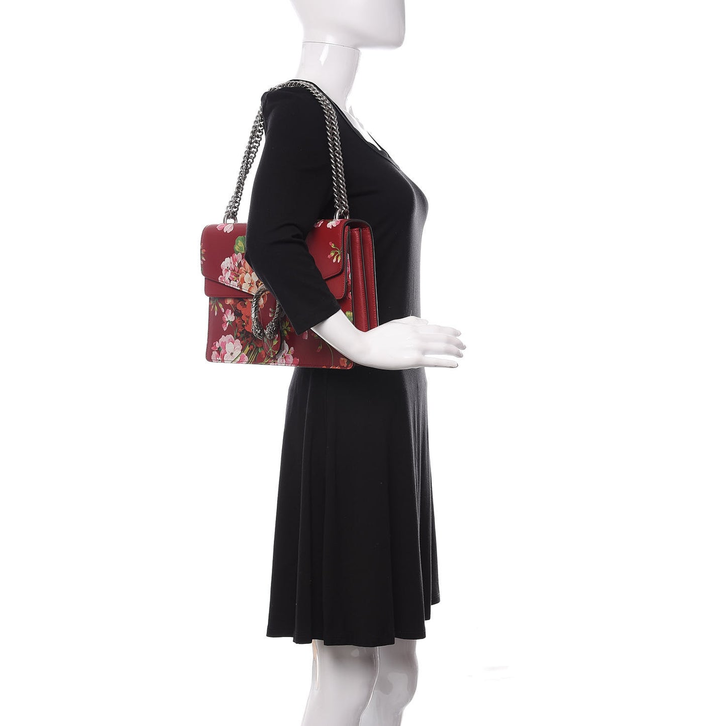 Calfskin Blooms Print Medium Dionysus Shoulder Bag Romantic Cherry Multicolor