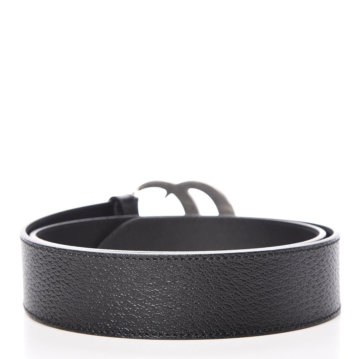 Textured Dollar Calfskin Nickel Double G 40mm Belt 85 34 Black