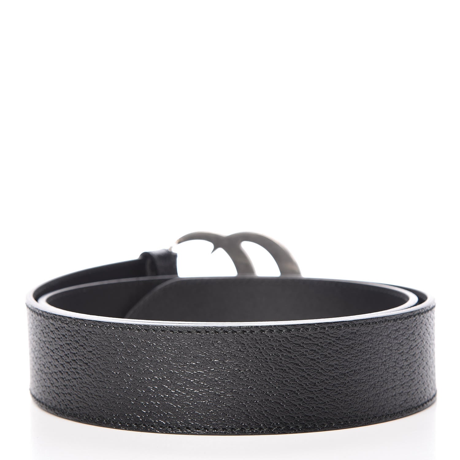 Gucci Textured Dollar Calfskin Nickel Double G 40mm Belt 85 34 Black 3 of 7