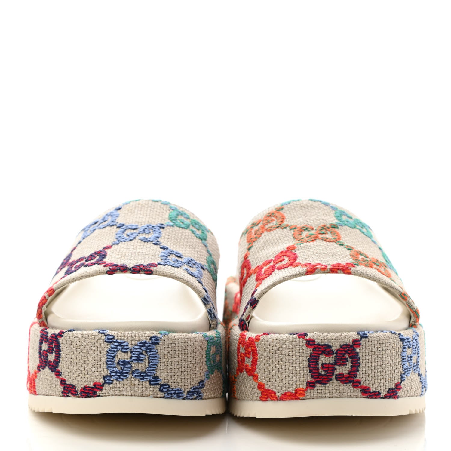 Gucci Linen Psychedelic Mini GG Monogram Angelina Platform 55mm Slide Sandals 37.5 Multicolor 2 of 9