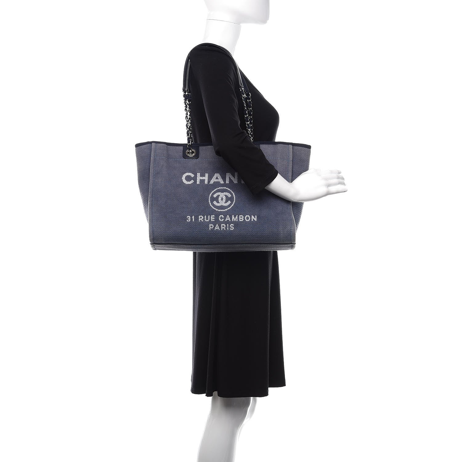 Chanel Canvas Small Deauville Tote Blue 2 of 10