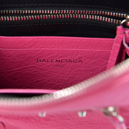 Balenciaga Agneau Arena Classic Silver Hardware Pouch With A Chain Crossbody Rose Flamingo 7 of 8