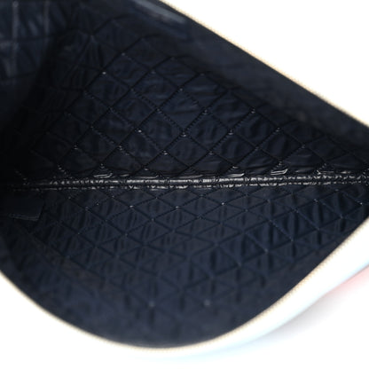 Chanel Lambskin Large Airline Zipper Cosmetic Case Blue Black Red 5 of 9