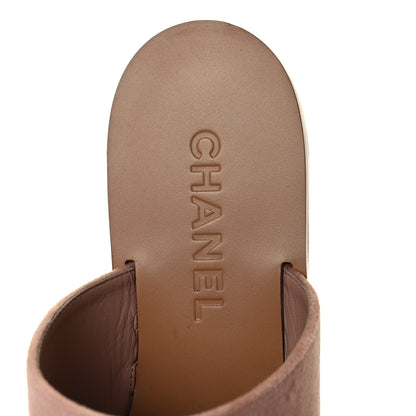Chanel Velvet Chain Mule Sandals 39 Beige 13 of 20