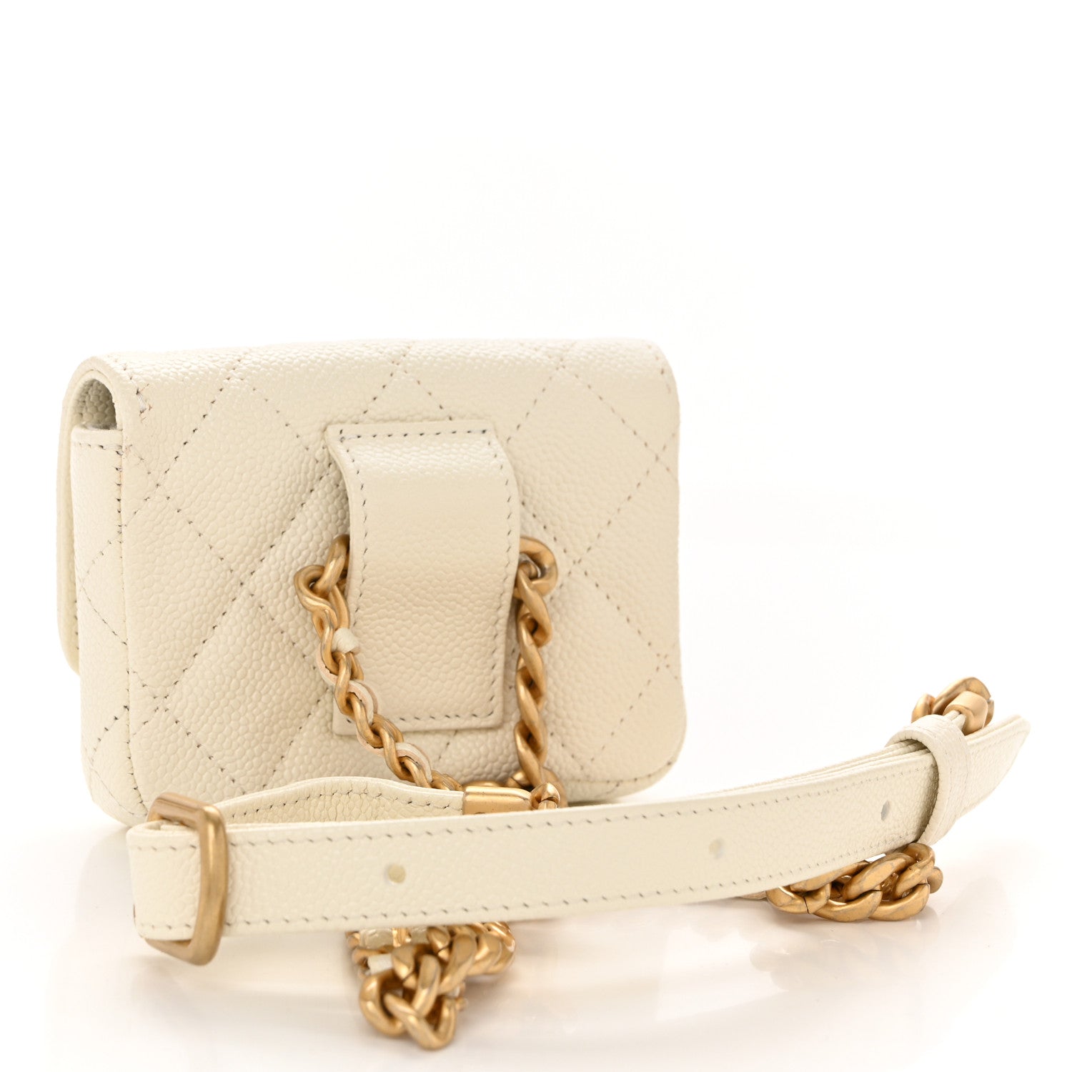 Chanel Shiny Caviar Quilted Chain Melody Belt Bag White 3 of 15