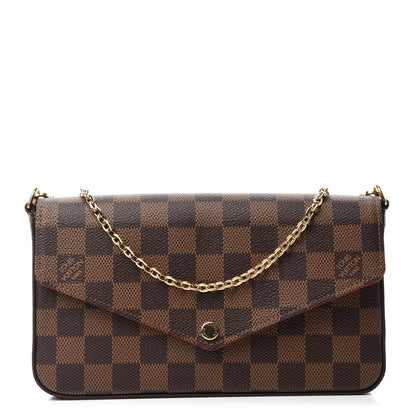 Louis Vuitton Damier Ebene Pochette Felicie Chain Wallet 1 of 11