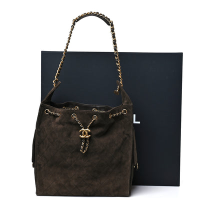 Chanel Suede Quilted Medium Chanel 25 Handbag Dark Brown 11 of 11