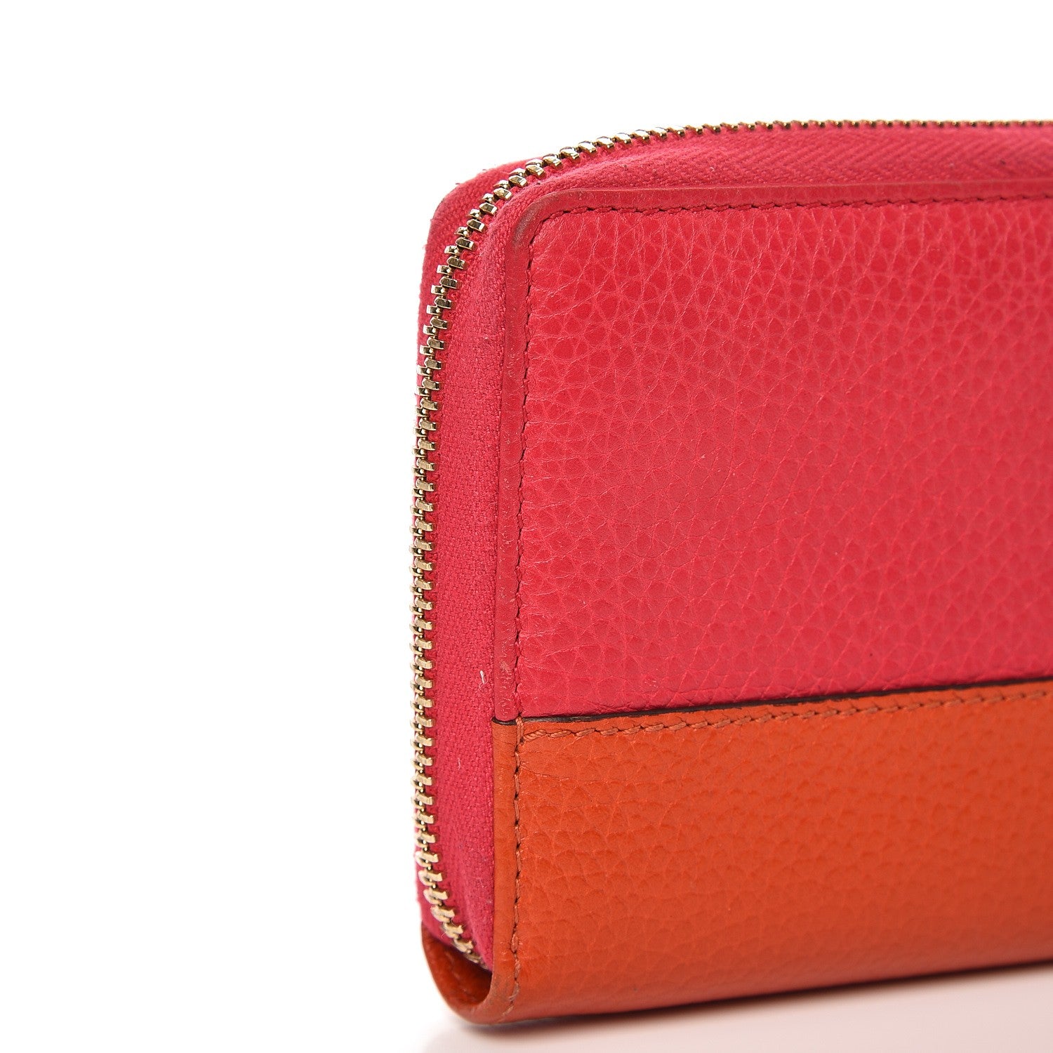 Gucci Pebbled Calfskin Bamboo Tassel Zip Around Wallet Pink Orange 8 of 11