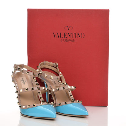Valentino Garavani Patent Rockstud Ankle Strap 100mm Pumps 39.5 Parrot Poudre 7 of 7