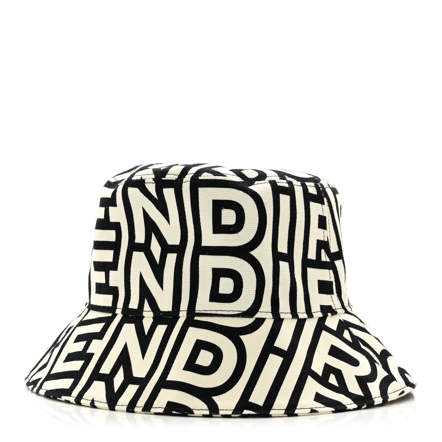 x MARC JACOBS Canvas Logo Print Bucket Hat S Black White
