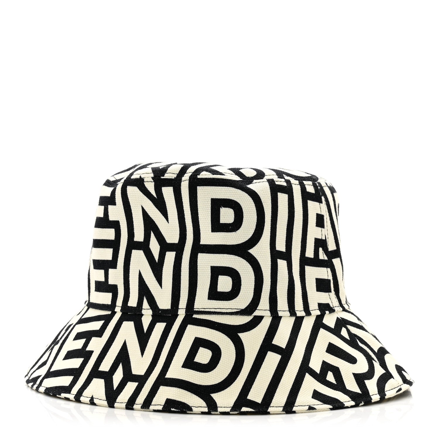 Fendi x MARC JACOBS Canvas Logo Print Bucket Hat S Black White 1 of 7
