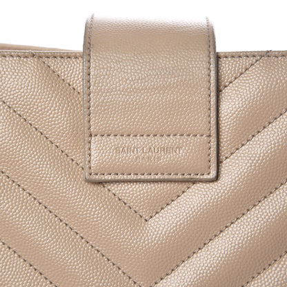 Saint Laurent Grain De Poudre Matelasse Chevron Monogram Shopping Bag Dark Beige 14 of 14