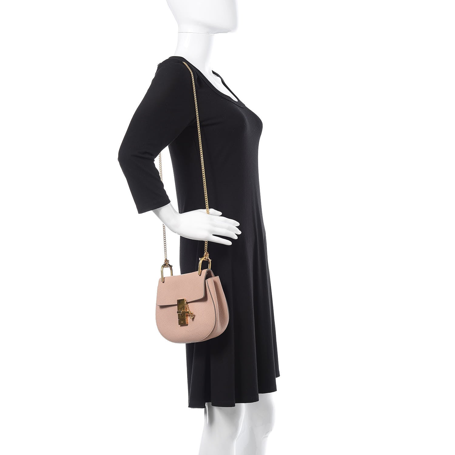 Chloe Grained Lambskin Mini Drew Shoulder Bag Cement Pink 505910