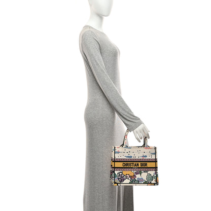 Christian Dior Canvas Embroidered Ciel De Reve Small Book Tote Latte Multicolor 2 of 10