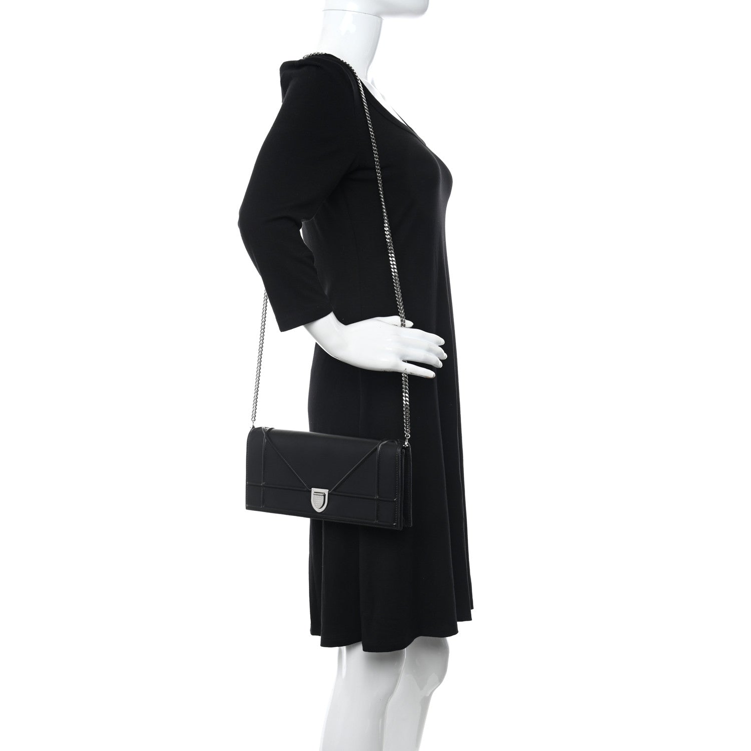 Christian Dior Lambskin Diorama Croisiere Chain Wallet Black 2 of 10