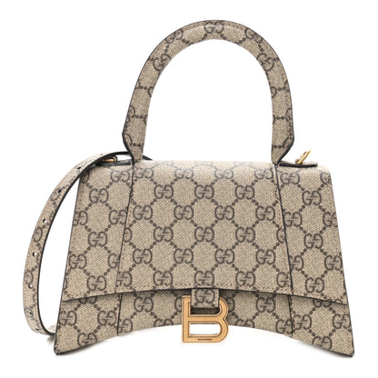 Balenciaga X GUCCI GG Supreme Monogram Small Hourglass Top Handle Bag Beige Ebony 1 of 8