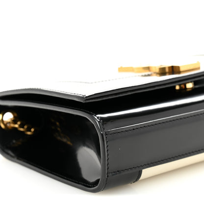Saint Laurent Nappa Patent Calfskin Two-Toned Small Monogram Kate Satchel Alabastro Black 9 of 10