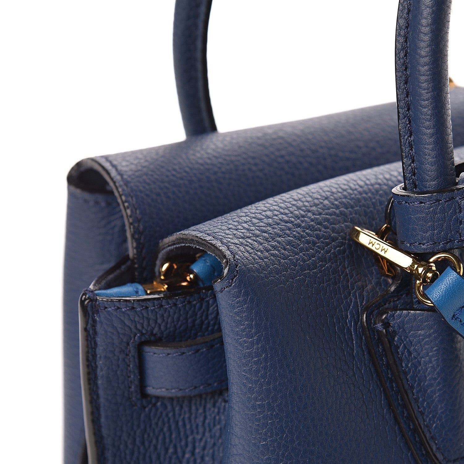 MCM Grained Calfskin Mini Milla Tote Navy 9 of 19