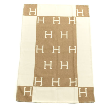 Hermes Wool Cashmere Avalon Baby Blanket Noisette Moyen White 1 of 3
