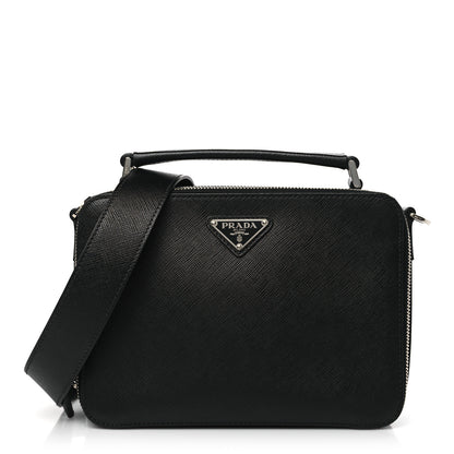 Prada Saffiano Travel Medium Brique Crossbody Bag Black 1 of 10