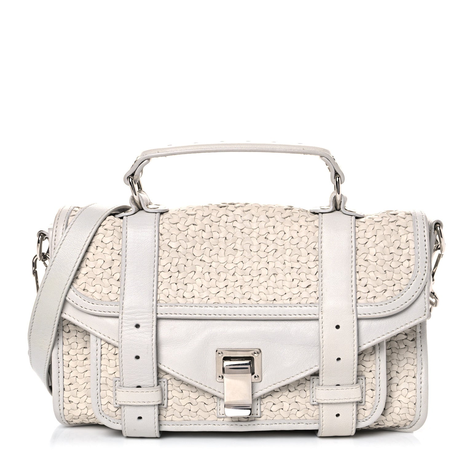 Proenza Schouler Lambskin Woven Tiny PS1 Satchel Ivory 1 of 26