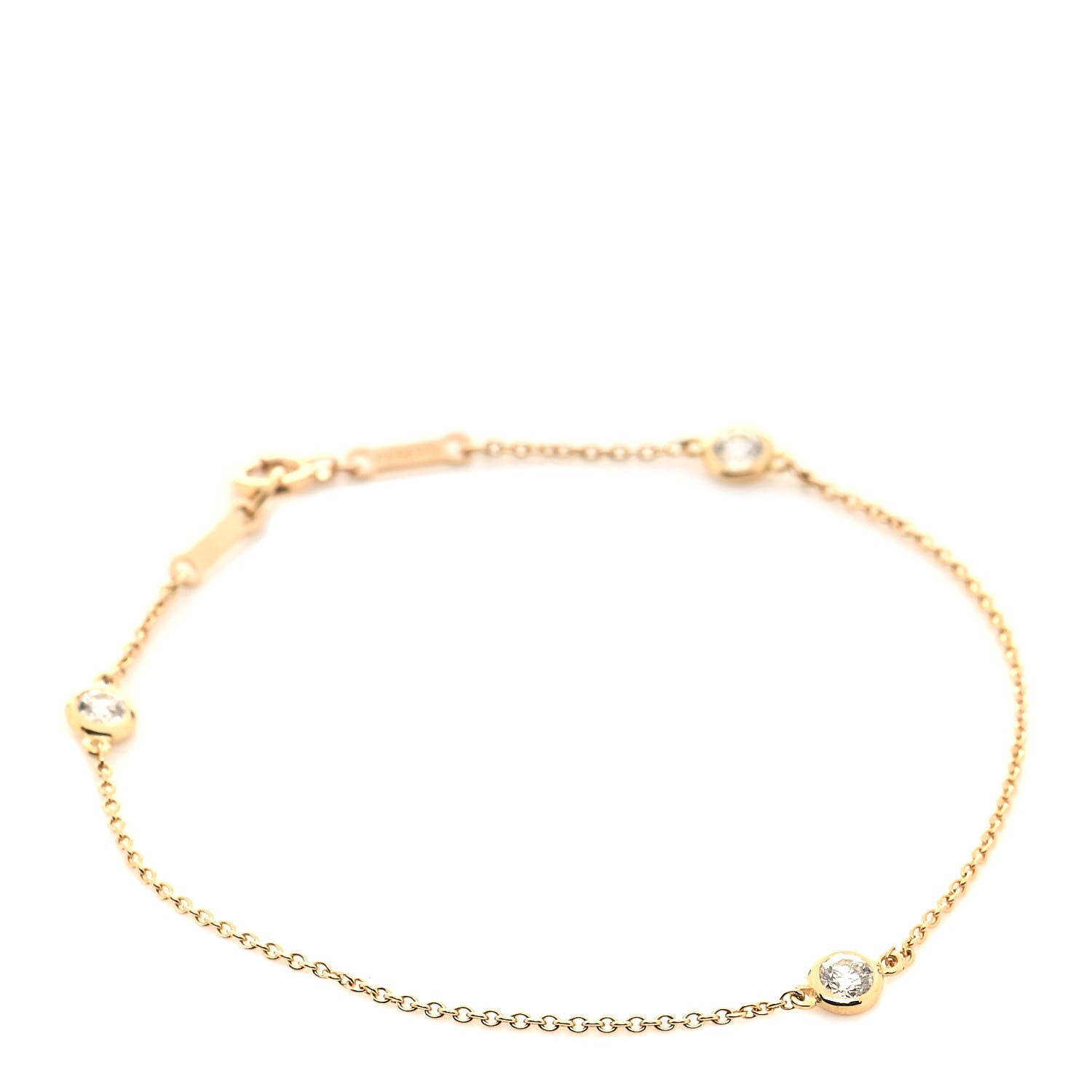 Tiffany 18K Yellow Gold Diamond .30ctw Elsa Peretti Diamonds by the Yard Station Bracelet 1 of 5