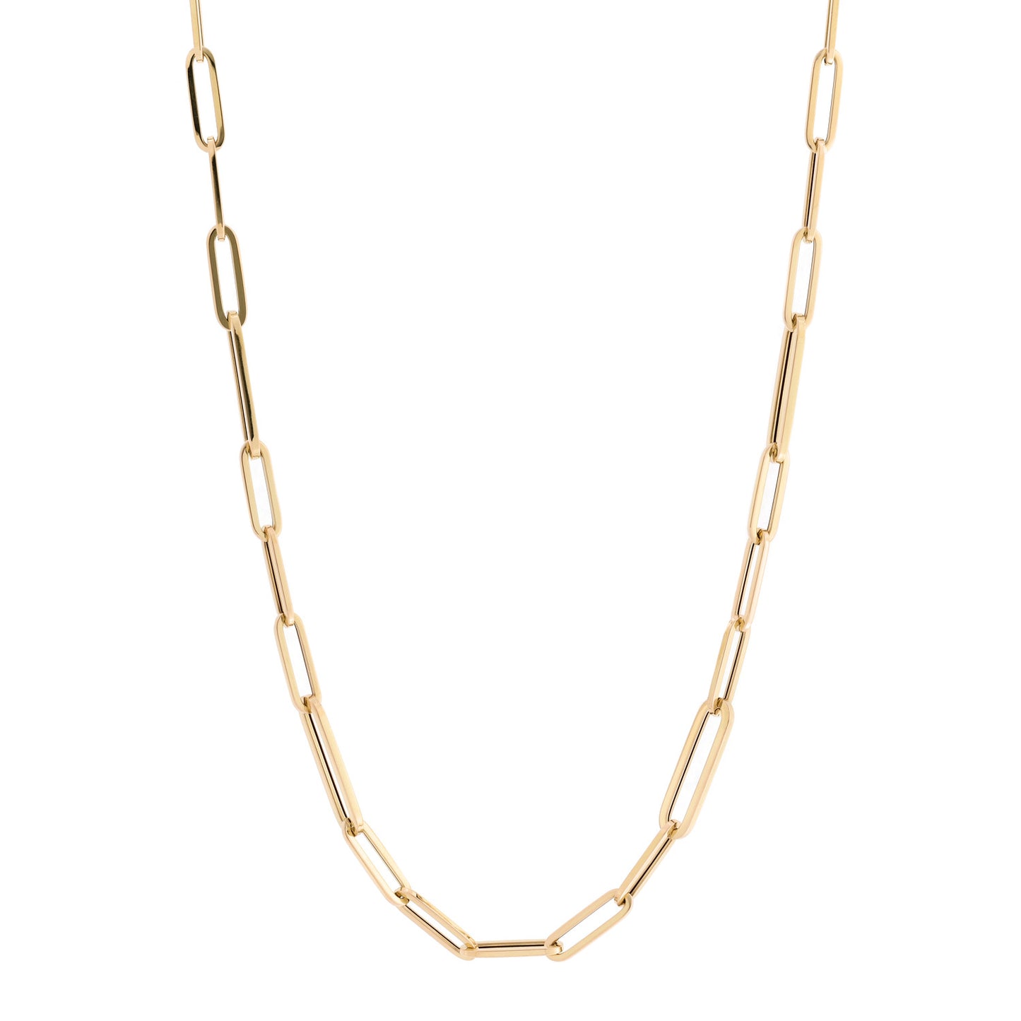 18K Yellow Gold Paper Clip Link Necklace