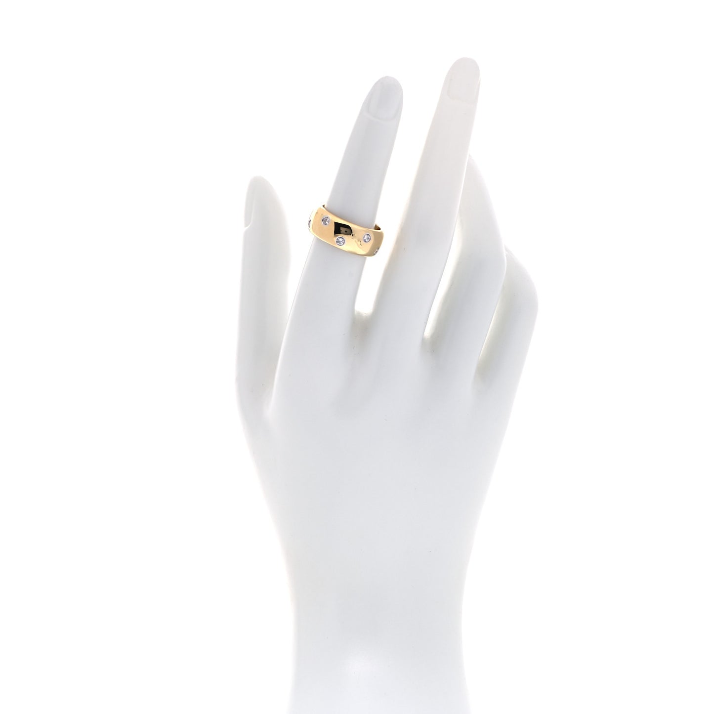 18K Yellow Gold Platinum Diamond Wide Etoile Band Ring 52 6