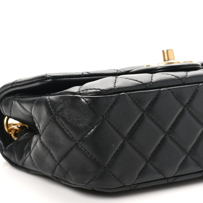 Chanel Lambskin Resin Quilted Mini Rectangular Pearl Samba Flap Black 9 of 10