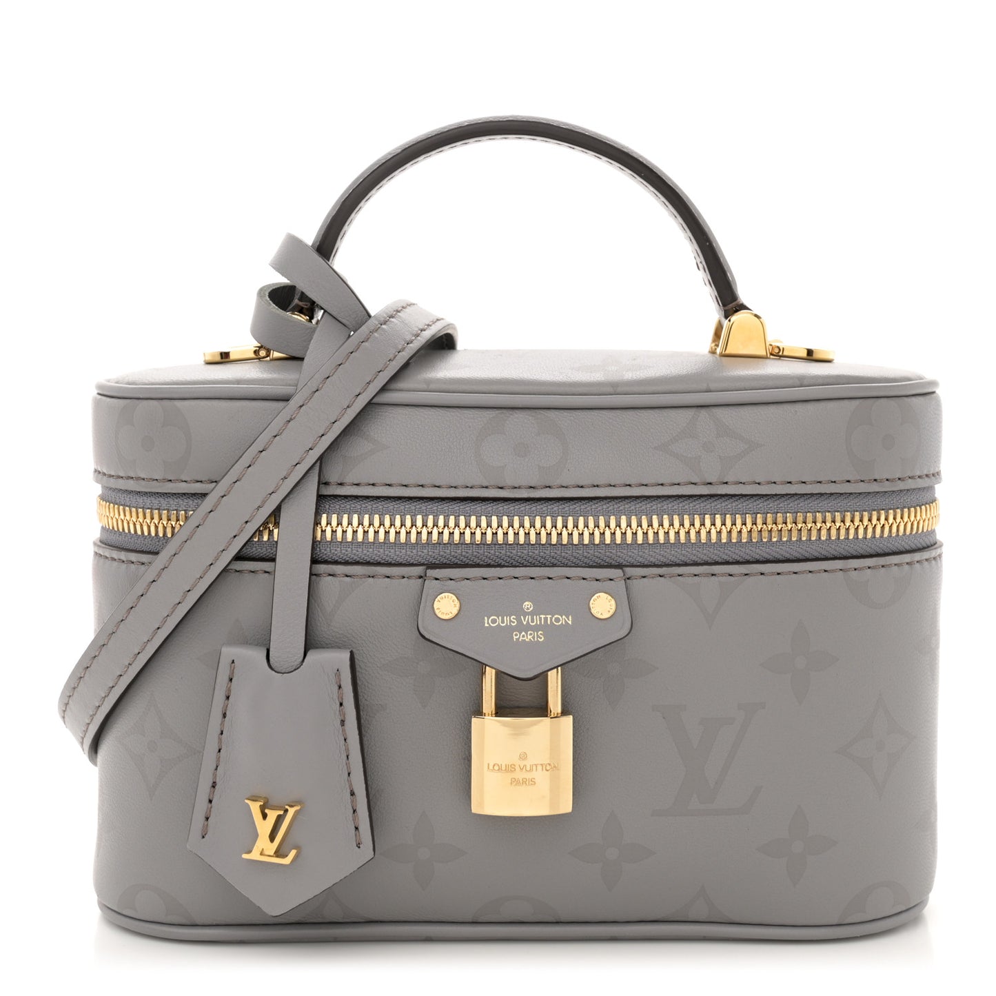 Louis Vuitton Calfskin Monogram Vanity Chain Pouch Trianon Grey