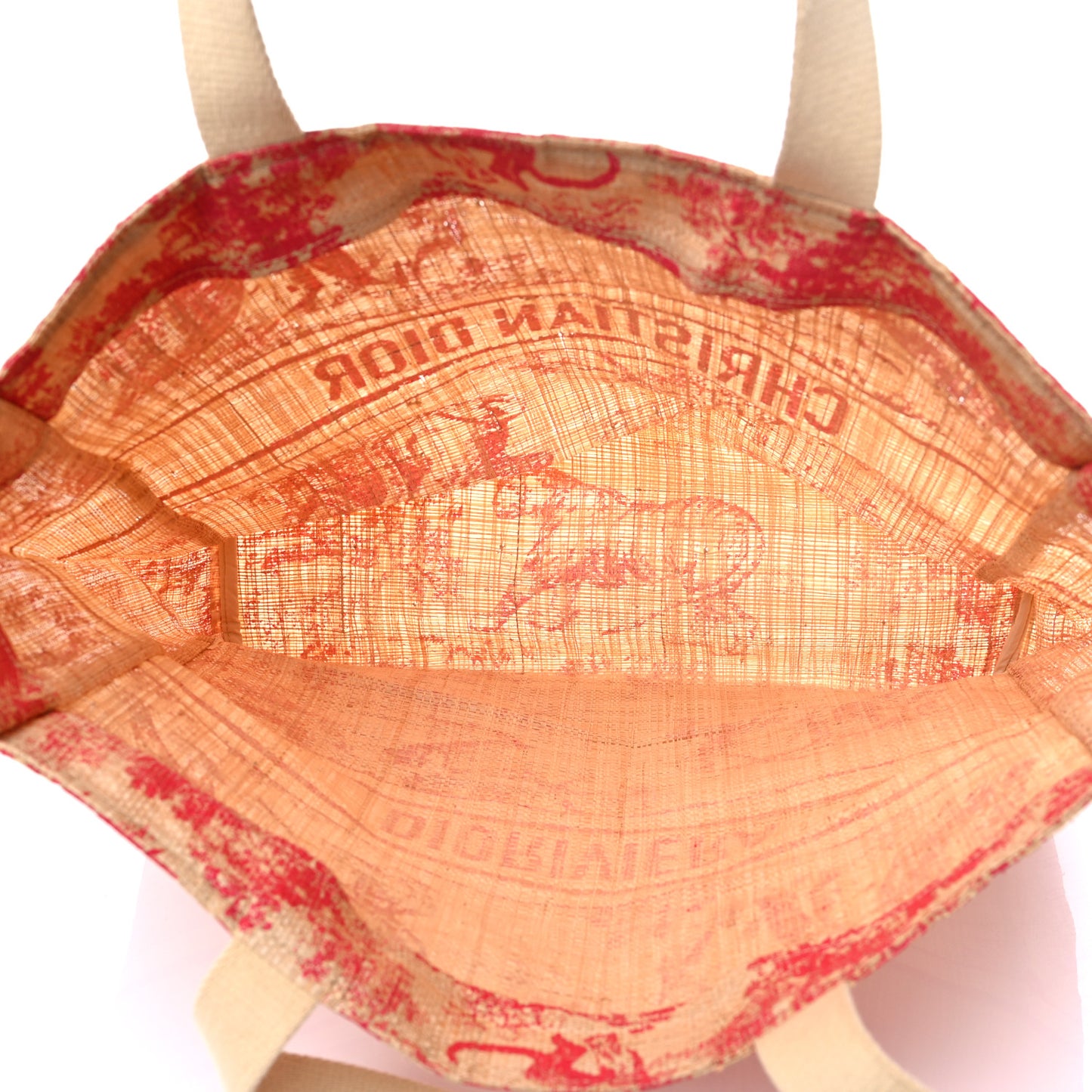 Straw Dioriviera Tote Red