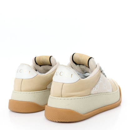 Gucci Lame Canvas Nubuck GG Monogram Womens Screener 50mm Sneakers 35 Gardenia Silver Dusty Milk White Mystic White 5 of 8