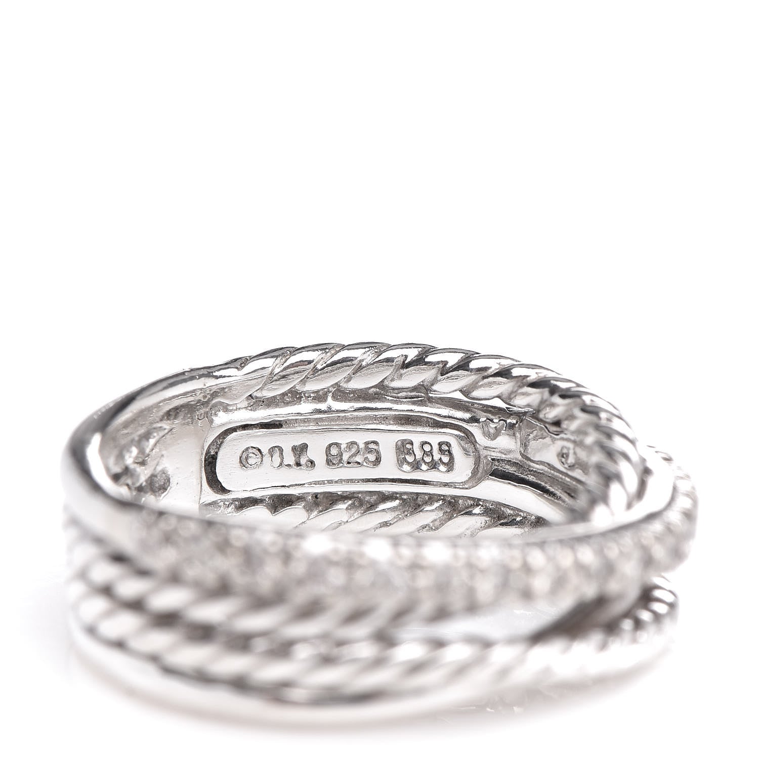 David Yurman Sterling Silver Diamond 7mm Crossover Ring 47 4 5 of 5
